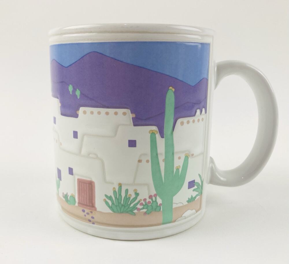 Otagiri Carlos Sanchez Curtis Swann Mug Cactus Purple Vintage Japan 1980's AZ NM